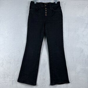 Zara Jeans Into The Classics Cropped Kick Boot Button Fly Black Womens Size 4